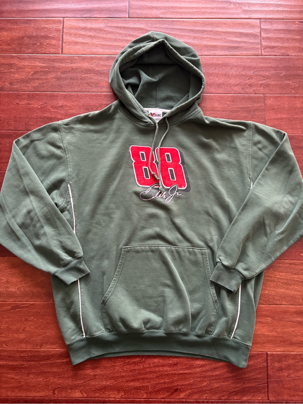 Vintage Chase Authentic Olive Green Hoodie with Red '88' Graphic size L